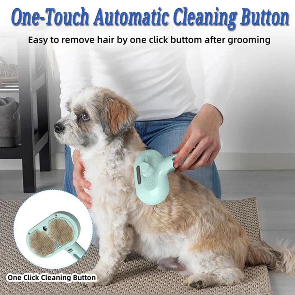 Steam Pet Grooming Brush — Effortless Fur Removal