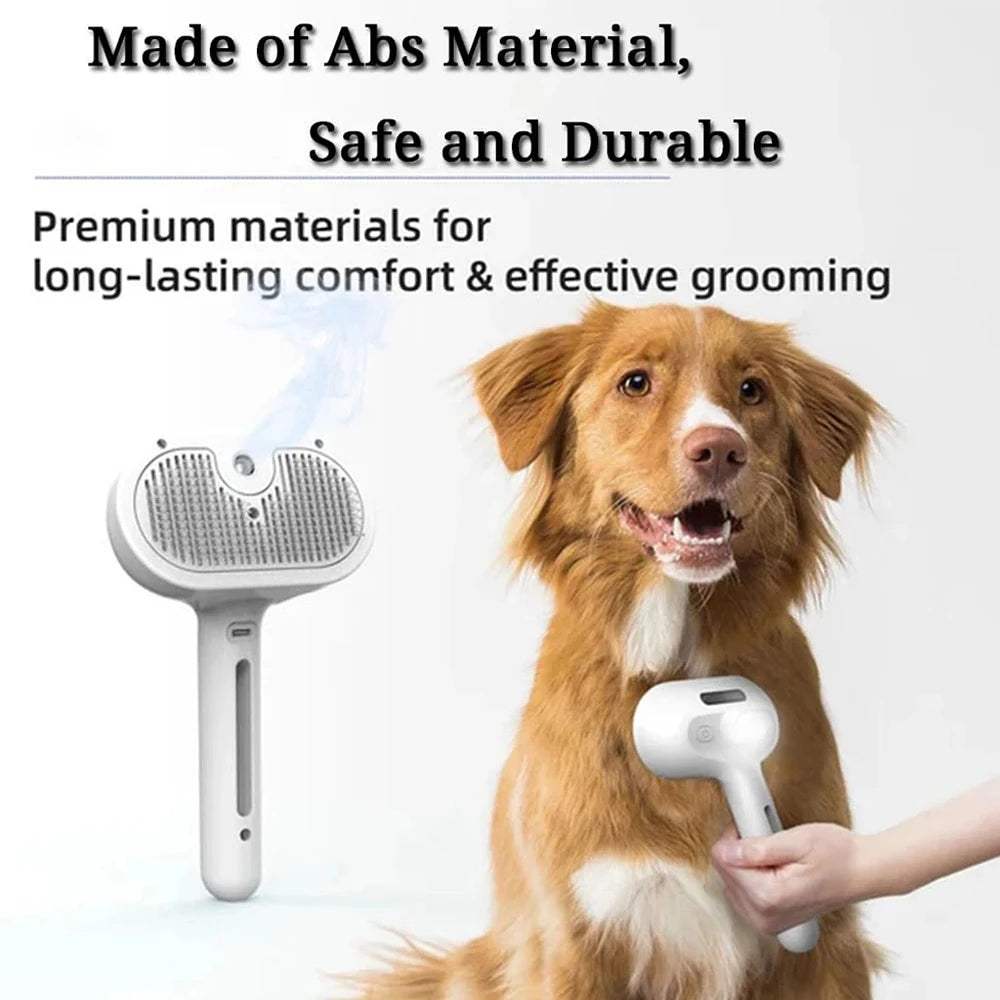 Steam Pet Grooming Brush — Effortless Fur Removal